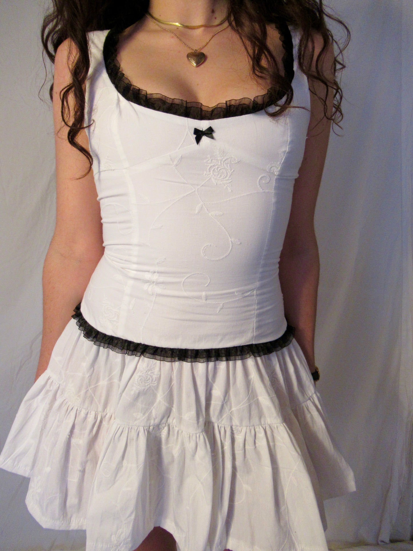 Lola Dress in White Embroidered