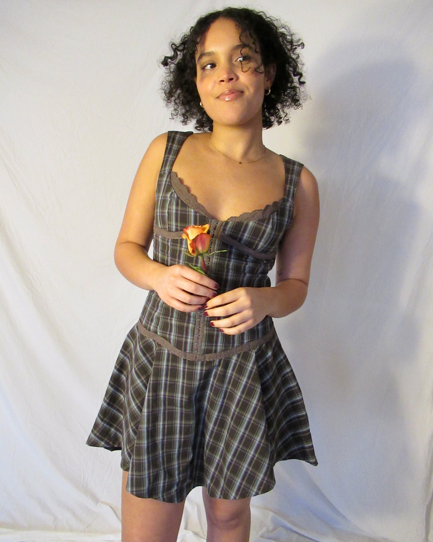 Amelia Dress in Brown Plaid