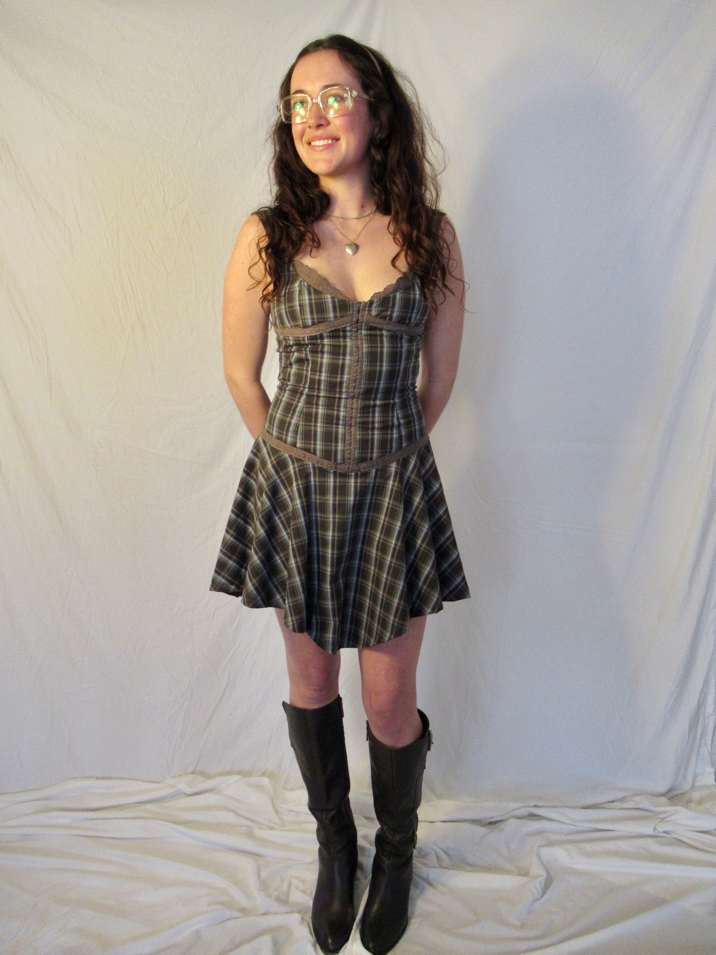 Amelia Dress in Brown Plaid