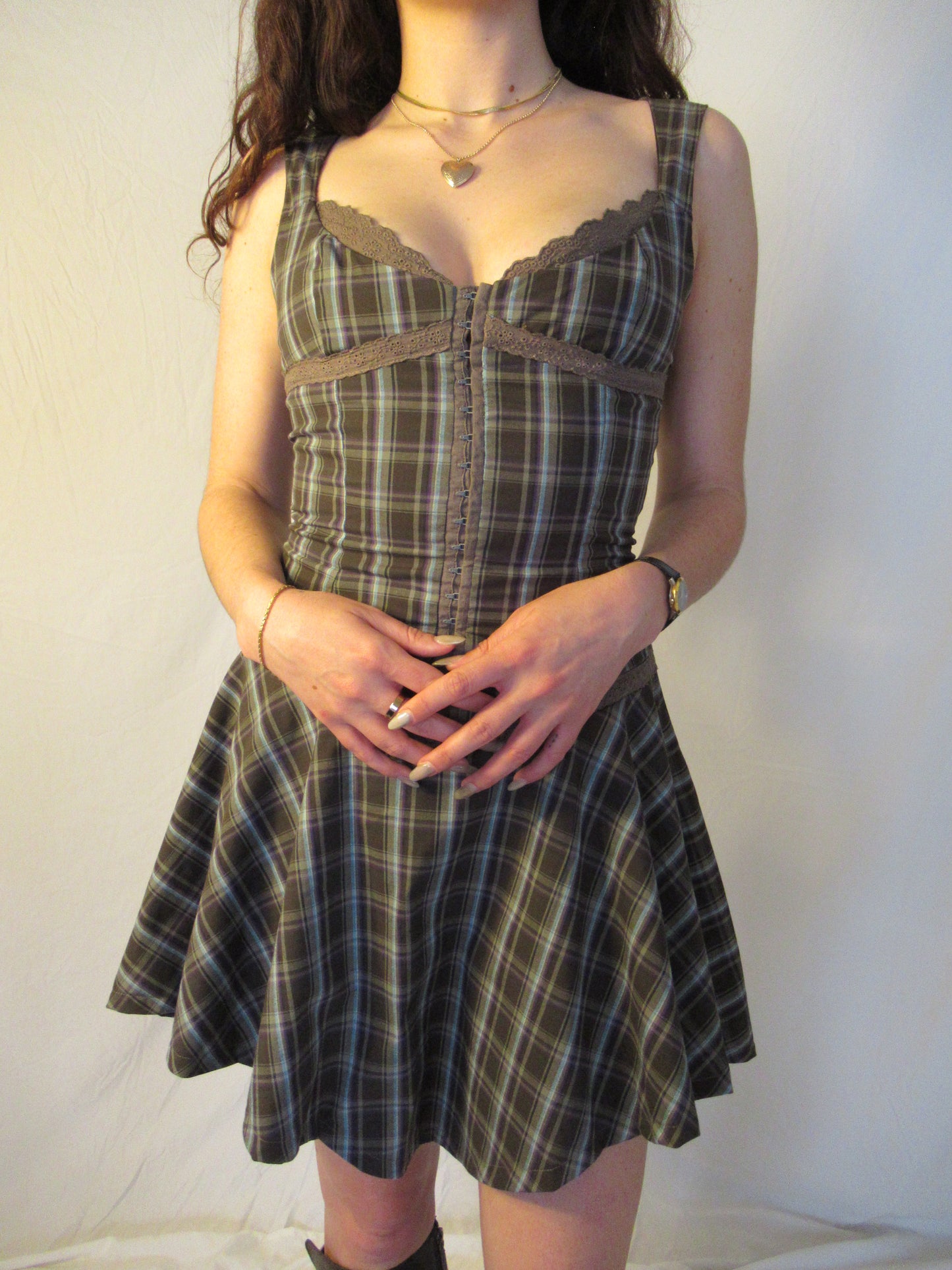 Amelia Dress in Brown Plaid