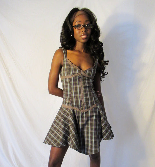 Amelia Dress in Brown Plaid